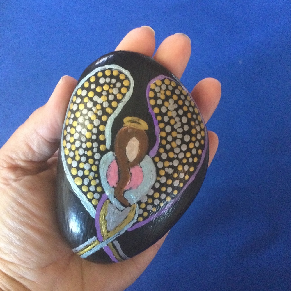 Hand Painted Angel on Rock